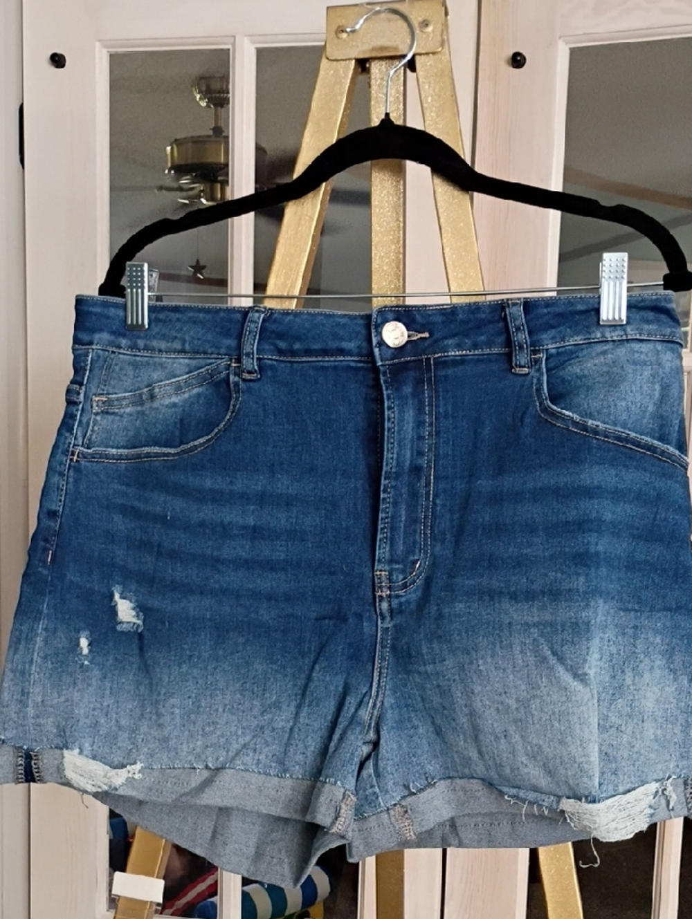 Classic High-Rise Denim Shorts in Blue